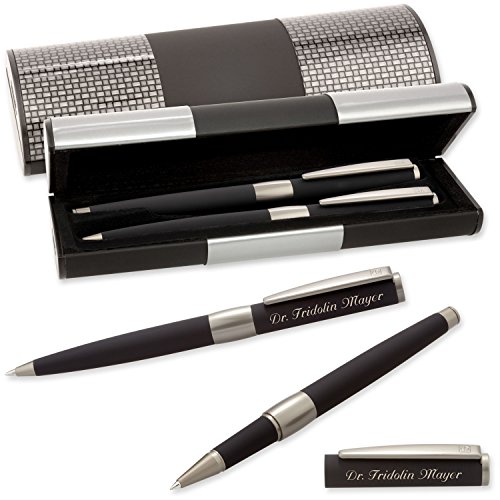 Senator Schreibset IMAGE BLACK LINE 6206 Kugelschreiber Tintenroller mit Laser-Gravur im LOGIC Geschenk-Etui von Senator
