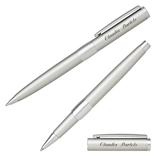 Senator Schreibset IMAGE CHROME silber 6238 Kugelschreiber Tintenroller mit Laser-Gravur und Geschenk-Etui von Senator