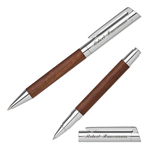 Senator Schreibset TIZIO 6253 Nussbaumholz Kugelschreiber Tintenroller mit persönlicher Gravur und Geschenk-Etui von Senator