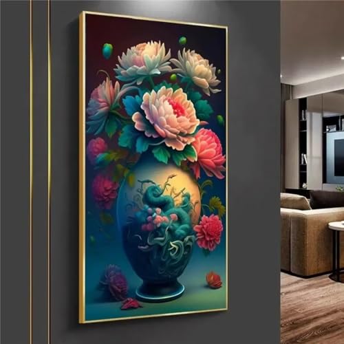 5D Diamond Painting Erwachsene, Pfingstrosen Blumenvase Diamant Painting Bilder Groß, DIY Crystal Strass Stickerei Painting Kit für Kinder Anfänger für Home Büro Wall Dekoration Geschsenk 30x60cm 5D Diamond Painting Erwachsene, Pfingstrosen Blumenvase Diamant Painting Bilder Groß, DIY Crystal Strass Stickerei Painting Kit für Kinder Anfänger für Home Büro Wall Dekoration Geschsenk 30x60cm von Senbang