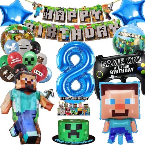 Geburtstagsdeko Jungen Deko Geburtstag Junge 8 Jahre Kindergeburtstag deko Geschenk Junge 8 Jahre Birthday Decorations mit Happy Birthday Girlande, Cake Topper und Folienballon Geburtstagsdeko Jungen Deko Geburtstag Junge 8 Jahre Kindergeburtstag deko Geschenk Junge 8 Jahre Birthday Decorations mit Happy Birthday Girlande, Cake Topper und Folienballon von Sencangxun