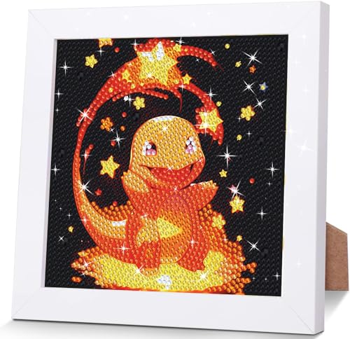 Sencangxun Diamond Painting Kinder Junge Feuriger Drache Bilder, 5d Diamant Painting mit Rahmen Kreative Geschenke für Mädchen und Jungen, Home Wall Decor 18x18 Cm von Sencangxun