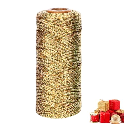 100m Goldfaden 1.5mm Dicke,1.5 mm Goldene Metallic Kordel, Glitzerband für Weihnachtsdekoration, Handwerk und Geschenkverpackung,Nylonfaden für Basteln und Keramik Kerzenhalter Set,Goldene von Senchinner