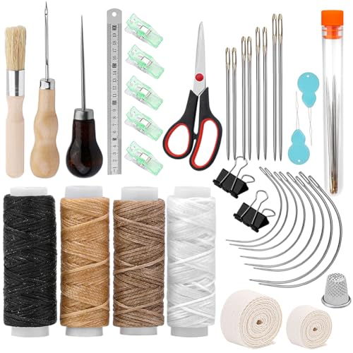 41-teiliges Buchbinde-Set,Buchbinderwerkzeug mit Bindeband, Kleberpinsel, gewachstem Faden,Ahle zum Buchbinden,3-teiliger Falzbein, Buchbinde-Starter-Werkzeuge für DIY von Senchinner