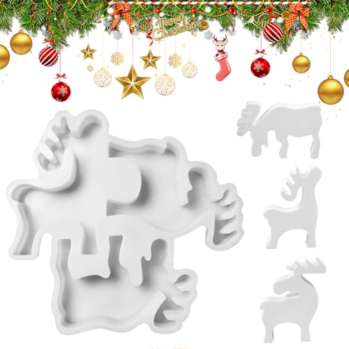 Silikonformen Gießformen Weihnachten Elch, 3-in-1 Elch Gießform für DIY Kerzen, Schokolade und Harz, Vielseitige Weihnachts-Silikonform für Handwerk, Heimdekoration und Geschenkideen, 1 Stück Silikonformen Gießformen Weihnachten Elch, 3-in-1 Elch Gießform für DIY Kerzen, Schokolade und Harz, Vielseitige Weihnachts-Silikonform für Handwerk, Heimdekoration und Geschenkideen, 1 Stück von Senchinner