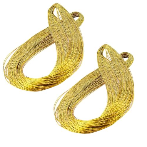 1 mm Schnur, 2 x 100 m, metallische Schnur, Lametta-Garn, nicht dehnbar, zum Aufhängen von Weihnachtsschmuck, Karten, Schmuckherstellung, Kordel (Gold) von Senda