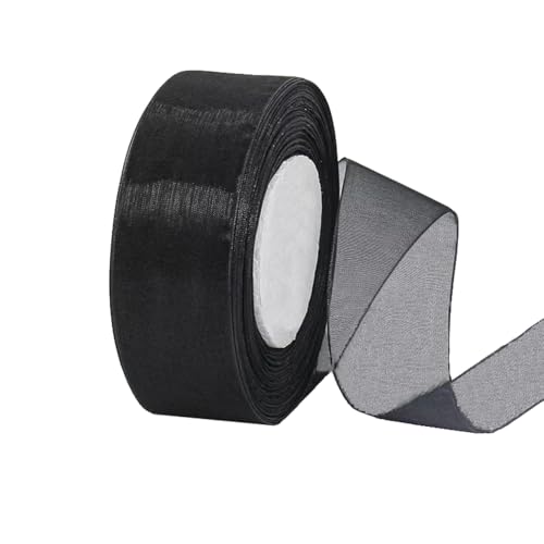 Organzaband, 40 mm, 45 m, elegantes Chiffonband, Rolle für Geschenkverpackungen, Hochzeitsdekoration, Basteln (schwarz) von Senda