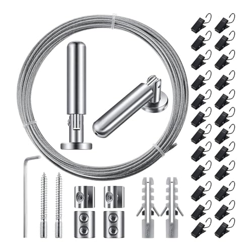 Senermter Wandmontage Gardinen Drahtstangen Set, Wäscheleine Kleiderbügel Drahtstangenset, Multifunktionaler Raumteiler für Vorhänge Duschbereich & Wandbehang-Installation Senermter Wandmontage Gardinen Drahtstangen Set, Wäscheleine Kleiderbügel Drahtstangenset, Multifunktionaler Raumteiler für Vorhänge Duschbereich & Wandbehang-Installation von Senermter