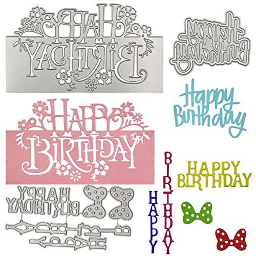 3 Sets Happy Birthday Metall-Stanzformen, SENHAI Happy Birthday & Butterfly, gestanzte Schablonen, Wortprägeschablone für Geburtstagskartenherstellung von Senhai