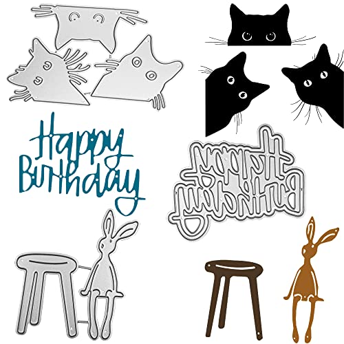 3 Sets Stanzformen für Kartenherstellung, SENHAI Metallstanzform, Hase, Kätzchen, Happy Birthday, niedliche Form, Metallstanzungen, für DIY Scrapbook, Fotorahmen, Kartenalbum, Kuchenaufsatz 3 Sets Stanzformen für Kartenherstellung, SENHAI Metallstanzform, Hase, Kätzchen, Happy Birthday, niedliche Form, Metallstanzungen, für DIY Scrapbook, Fotorahmen, Kartenalbum, Kuchenaufsatz von Senhai