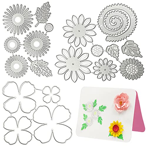 3D Blumen Metall Stanzformen SENHAI 2 Set Sonnenblumen Schnittschablonen & 1 Set Blütenblatt Stanzformen für DIY Scrapbook Fotoalbum Dekorative Valentinstag Party Hochzeit Frauen Tag von Senhai