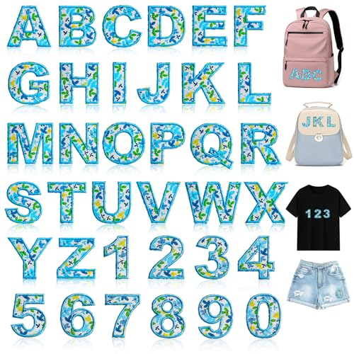 SENHAI Bügeleisen auf Patches für Kleidung, blau Applique Alphabet gestickten Patch A-Z, Zahlen 0-9 niedlichen Stoff Buchstaben Patches für Hut, Kleid, Socken, Taschen, Jeans, DIY Zubehör SENHAI Bügeleisen auf Patches für Kleidung, blau Applique Alphabet gestickten Patch A-Z, Zahlen 0-9 niedlichen Stoff Buchstaben Patches für Hut, Kleid, Socken, Taschen, Jeans, DIY Zubehör von Senhai