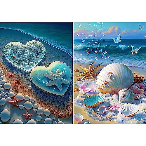 Senhai Diamond Art Paintings Kits for Adults, 2 Set Beach Diamond Art Kits, 5D Full Drill Diamont Art Paintings Kit Crafts for Adults Beginners von Senhai
