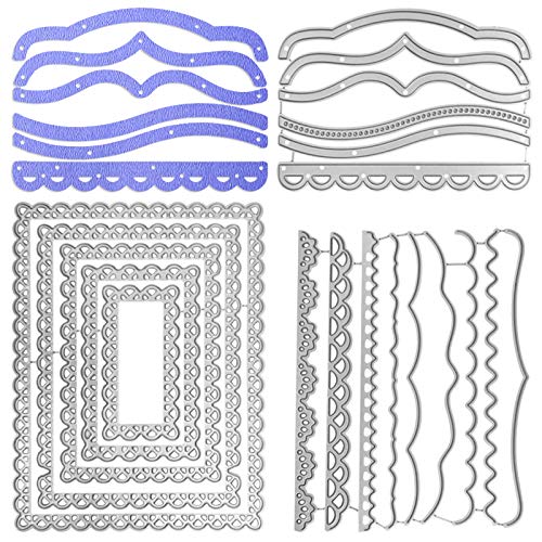 SENHAI Rechteckige Metall-Stanzformen und Dekorative Papierspitzen-Stanzformen - 3 Sets Prägeschablone für DIY Scrapbooking SENHAI Rechteckige Metall-Stanzformen und Dekorative Papierspitzen-Stanzformen - 3 Sets Prägeschablone für DIY Scrapbooking von Senhai