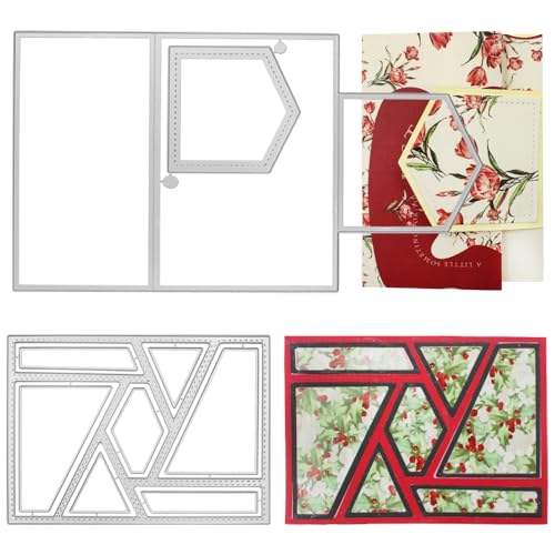 SENHAI Stanzformen für Einladungen und Polygonale Fotorahmen - 2 Stück Metall-Stanzformen für Kartenherstellung, Bastelarbeiten, Grußkarten, Alben, Scrapbooking SENHAI Stanzformen für Einladungen und Polygonale Fotorahmen - 2 Stück Metall-Stanzformen für Kartenherstellung, Bastelarbeiten, Grußkarten, Alben, Scrapbooking von Senhai