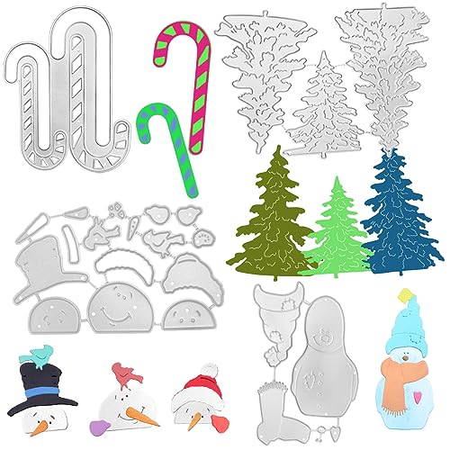 SENHAI Stanzformen für Kartenherstellung, 27 Stück, Weihnachtsschablonen, Metall-Stanzformen für DIY-Weihnachtsdekoration, Scrapbook, Album, Papierbasteln – Schneemann, Baum, Zuckerstange, von Senhai