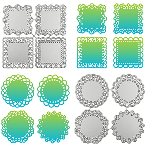 SENHAI Stanzformen für Kartenherstellung, Dekoration, 8 Stück, Stanzformen, runde und quadratische Spitze, Blumenbordüre, Metall-Stanzformen für DIY, Scrapbooking, Fotoalbum, Prägeschablonen von Senhai