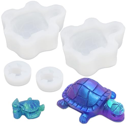 SENHAI Süße Schildkröten-Silikonformen, 3D-Tier-Epoxidharz-Formen für Handwerk, Harzguss, Heimdekoration, Urlaubsgeschenke, 4 Stück von Senhai
