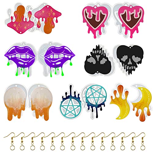 Senhai 7 Stück Ohrring-Harzformen, Schmuck-Silikonformen zum Harzgießen mit Loch, Ohrring-Haken, für Ohrringe, Anhänger, Halsketten, Basteln und Schlüsselanhänger Senhai 7 Stück Ohrring-Harzformen, Schmuck-Silikonformen zum Harzgießen mit Loch, Ohrring-Haken, für Ohrringe, Anhänger, Halsketten, Basteln und Schlüsselanhänger von Senhai
