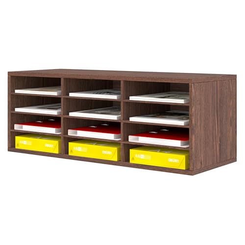Senhoglb 12 Fächer Schreibtisch Ablagefächer Holz, Aktenablage A4 stapelbar,Schreibtisch Organizer, Büro Ablagefächer, Halten Sie Ihren Desktop Sauber, Retro Baun Senhoglb 12 Fächer Schreibtisch Ablagefächer Holz, Aktenablage A4 stapelbar,Schreibtisch Organizer, Büro Ablagefächer, Halten Sie Ihren Desktop Sauber, Retro Baun von Senhoglb
