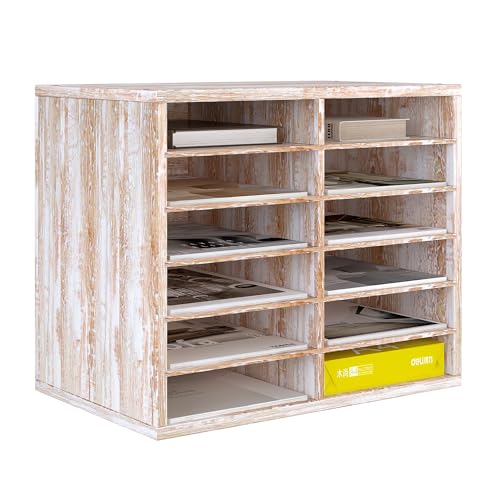 Senhoglb 12 Fächer Schreibtisch Ablagefächer Holz, Schreibtisch Ordner Organizer, Aktenablage A4 stapelbar, Büro Briefablage, Halten Sie Ihren Desktop Sauber, Retro Weiß Senhoglb 12 Fächer Schreibtisch Ablagefächer Holz, Schreibtisch Ordner Organizer, Aktenablage A4 stapelbar, Büro Briefablage, Halten Sie Ihren Desktop Sauber, Retro Weiß von Senhoglb