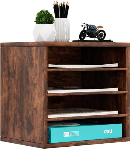 Senhoglb 4 Fächer Aktenablage A4 Stapelbar, Schreibtisch Organizer Holz, Dokumentenablage für Büro, Büroablagen Stapelbar, Schreibtisch Ablagefächer mit Schublade, Retro Braun Senhoglb 4 Fächer Aktenablage A4 Stapelbar, Schreibtisch Organizer Holz, Dokumentenablage für Büro, Büroablagen Stapelbar, Schreibtisch Ablagefächer mit Schublade, Retro Braun von Senhoglb