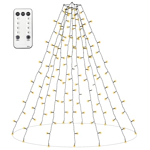 Senhui Weihnachtsbaum Lichterkette, 2M 400er LED 20 Stränge 8 Leuchtmodi Christbaumbeleuchtung mit Sternenring Innen Außen Dekor für 150cm-240cm Tannenbaum Warmweiß von Senhui