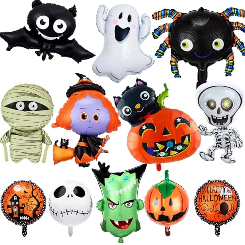 12 Stück Übergroße Halloween Luftballons Halloween Folienballons Riese, Halloween Deko, Fledermäuse, Hexen, Geister, Skelette, Spinnen, Kürbisse Helium Luftballons 12 Stück Übergroße Halloween Luftballons Halloween Folienballons Riese, Halloween Deko, Fledermäuse, Hexen, Geister, Skelette, Spinnen, Kürbisse Helium Luftballons von Senidea