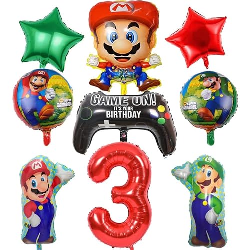 Super Mario Helium Luftballons Geburtstag 3 Jahre Mario Ballons Mario Geburtstagsdeko 3 Mario Geburtstag Deko 3 Jahre Mario Folienballons Mario Kindergeburtstag Deko von Senidea