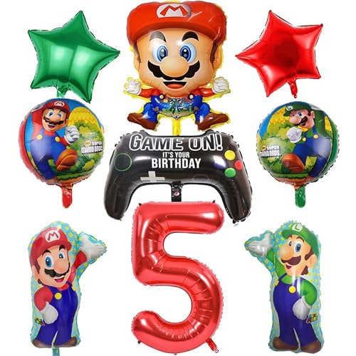 Super Mario Helium Luftballons Geburtstag 5 Jahre Mario Ballons Mario Geburtstagsdeko 5 Mario Geburtstag Deko 5 Jahre Mario Folienballons Mario Kindergeburtstag Deko von Senidea