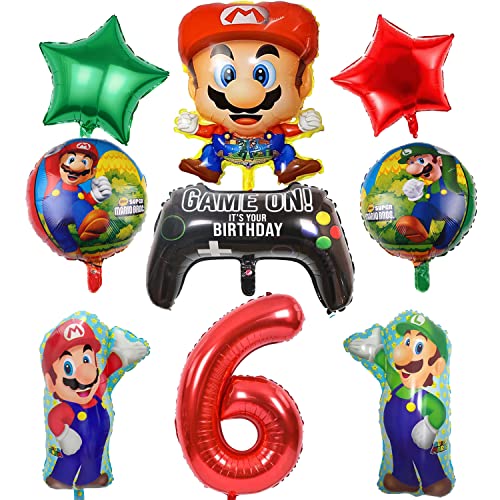 Super Mario Helium Luftballons Geburtstag 6 Jahre Mario Ballons Mario Geburtstagsdeko 6 Mario Geburtstag Deko 6 Jahre Mario Folienballons Mario Kindergeburtstag Deko von Senidea