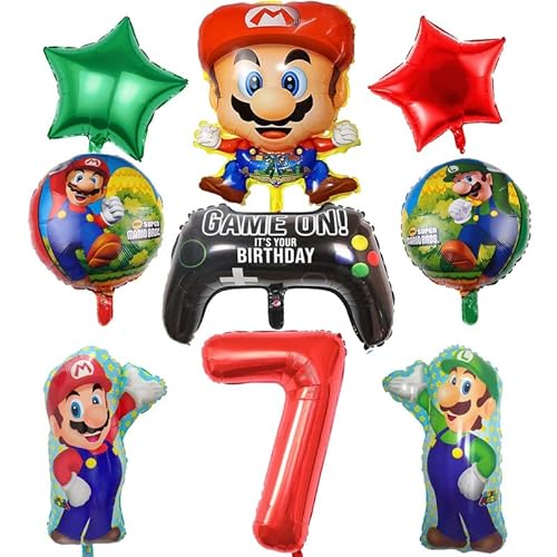 Super Mario Helium Luftballons Geburtstag 7 Jahre Mario Ballons Mario Geburtstagsdeko 7 Mario Geburtstag Deko 7 Jahre Mario Folienballons Mario Kindergeburtstag Deko von Senidea