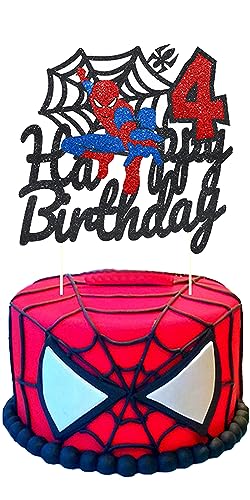 Tortendeko 4. Geburtstag Junge Spiderman Tortendeko Happy Birthday Tortendeko Cake Topper 4. Geburtstag Torte Deko 4 Jahre Kuchendeko Geburtstag von Senidea