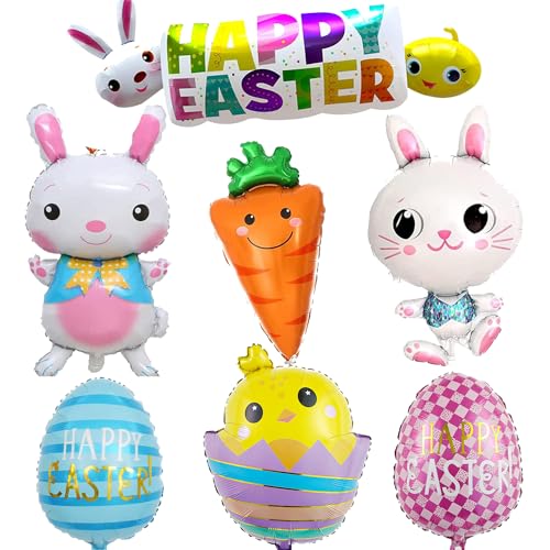 Übergroße Ostern Luftballons 7 Stück Riese Ostern Folienballons Hasen Luftballons Küken Ostereier Helium Luftballons, Ostern Party Deko für Kinder Übergroße Ostern Luftballons 7 Stück Riese Ostern Folienballons Hasen Luftballons Küken Ostereier Helium Luftballons, Ostern Party Deko für Kinder von Senidea