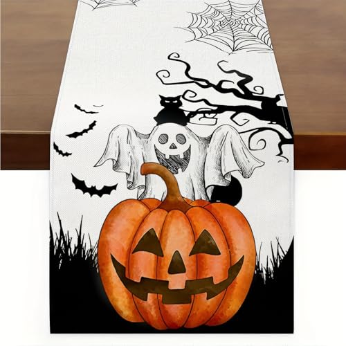 Halloween Tischläufer Tischdecke, Halloween Deko Tisch Innen Dekoration ,Geist Kürbisse,Saisonnal Innen und Außen Halloween Party Deko Tischwäsche-35x180cm Halloween Tischläufer Tischdecke, Halloween Deko Tisch Innen Dekoration ,Geist Kürbisse,Saisonnal Innen und Außen Halloween Party Deko Tischwäsche-35x180cm von Senken