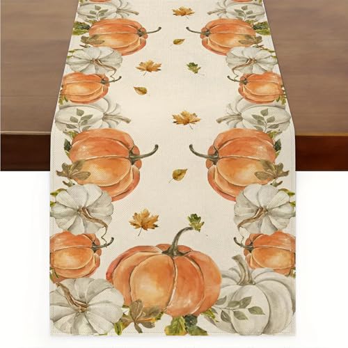 Tischläufer Herbst,Tischdecke Herbstdeko Tisch Innen,Thanksgiving,Waschbar Küche Esstisch Dekoration für Drinnen Draußen Herbstdeko Thanksgiving Dekoration -35x180cm von Senken