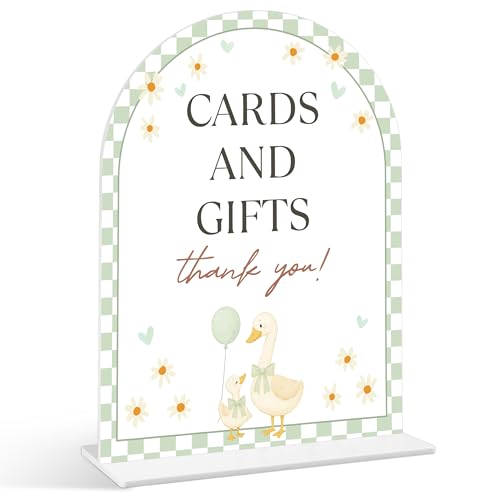 Cards and Gifts Schild – Gans Baby Shower Schild, 1 Packung Bogen Acrylschild mit Ständer, Geschlechtsoffenbarung, Party-Tischdekoration, Little Goose Baby Shower Supplies (SP16) von Senkiiv