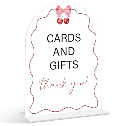 Cards and Gifts Schild – Kirsch-Babyparty-Schild, 1 Packung Bogen Acrylschild mit Ständer, Geschlechtsoffenbarung, Party-Tischdekoration, Kirsch-Babyparty-Zubehör (SP37) von Senkiiv
