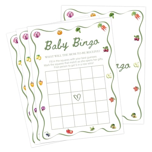 Lokal gewachsene Babyparty-Spiele, Bauernmarkt, Baby-Bingo-Spiel für 30 Gäste mit Spielkarten, Gender Reveal, Babyparty-Zubehör & Dekorationen (DV41) von Senkiiv