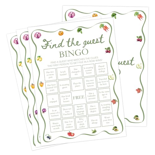 Lokal gewachsene Babyparty-Spiele, Bauernmarkt Find The Guest Bingo-Spiel für 30 Gäste mit Spielkarten, Gender Reveal, Babyparty-Zubehör & Dekorationen (DV40) von Senkiiv