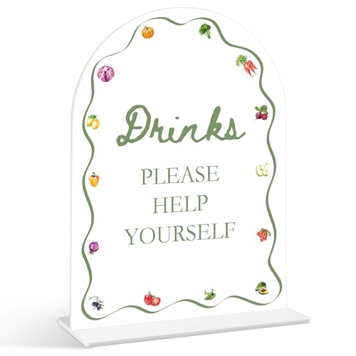 Schild "Drinks Please Help Yourself", "Locally Grown Baby Shower", Acrylschild mit Ständer, Geschlechtsoffenbarung, Party-Tischdekoration, Bauernmarkt, Babyparty-Zubehör (SP45) von Senkiiv