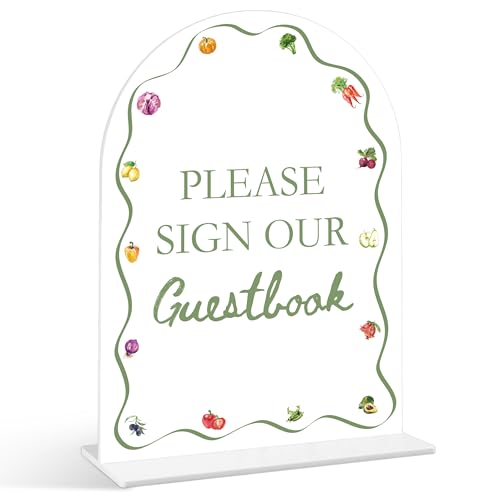 Schild mit Aufschrift "Please Sign Our Guestbook", "Locally Grown Baby Shower", Acrylschild mit Ständer, Geschlechtsoffenbarung, Party-Tischdekoration, Bauernmarkt, Babyparty-Zubehör (SP47) von Senkiiv