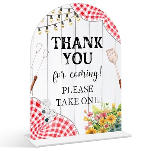 Schild mit Aufschrift "Thank You For Coming" – BBQ-Babyparty-Schild, 1 Packung Bogen Acrylschild mit Ständer, Geschlechtsoffenbarung, Party-Tischdekoration, Hinterhof-Babyparty-Zubehör (SE41) von Senkiiv