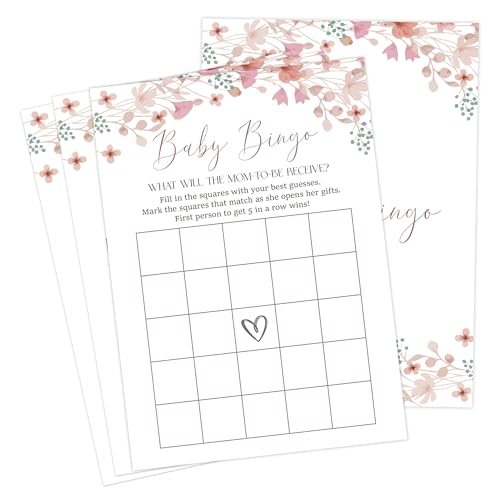 Wildflower Baby Shower Spiele, Floral Baby Bingo Spiel für 30 Gäste mit Spielkarten, Gender Reveal, Baby Shower Supplies & Dekorationen (DV29) von Senkiiv