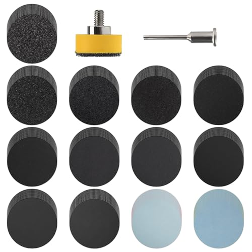 Senmai Tools 260 Stück Schleifpapier 25mm Klett Runde Schleifscheiben (Körnung 80-10000) Mit 3,2 mm Schaft, Stützteller, für Metall Holz Glas Auto Polieren von SenmaiTools