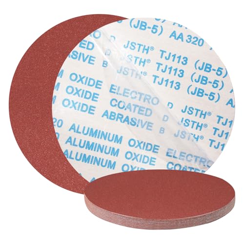 SenmaiTools 18 Stück Selbstklebendes Schleifpapier, 250 mm, PSA Schleifscheiben set, 3 x 40/80/120/180/240/320 Körnung für die Oberflächenbehandlung von Holz, Stein und Metall von SenmaiTools