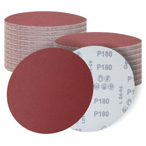 Senmai Tools Schleifpapier 180mm Klett Schleifscheiben 180mm Körnung 180 Rot für Trockenbauschleifer Exzenterschleifer Schleifgiraffe 30 Stück von SenmaiTools