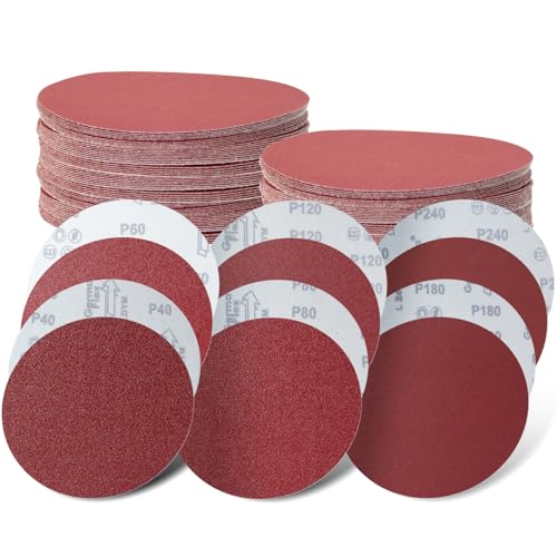 Senmai Tools 30 Stück Schleifpapier 180mm Klett Schleifscheiben 180mm Körnung 5X P40 60 80 120 180 240 Rot für Trockenbauschleifer Exzenterschleifer Schleifgiraffe von SenmaiTools