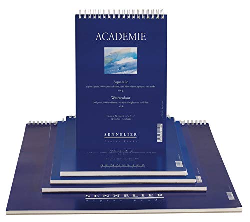 Acedemie Sennelier-Papier, Aquarellpapier, 12 Blatt, 300 g, Kaltpresse, 100 % Zellulose, säurefrei (27 x 35) von Sennelier
