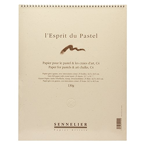 Sennelier, die Soft Pastel Paper Pad 40x32cm - 25 Blätter - 130gsm grau geädert Filzpapier mit interleaved von Sennelier
